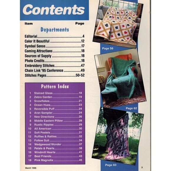 CROCHET FANTASY AFGHANS NO. 105, MARCH 1996 Single_Issue_Magazine - Picture 3 of 3